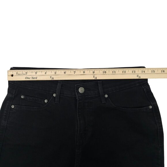 Levis 505 Straight Jeans Womens Size 27 Stretch Denim Mid Rise 5 Pocket Black - Picture 3 of 15